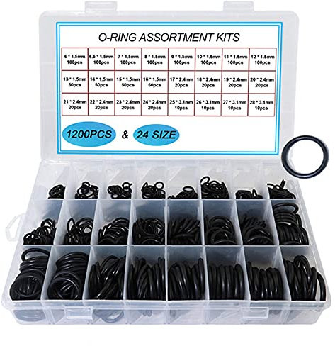 1200pcs NBR-Dichtungs-O-Ring-Kit,Dicke 1,5 mm 2,4 mm 3,1 mm Nitrilkautschuk-O Rings Dichtungsring-Reparatur-Kit Autoreparatur-O-Ring für Sanitär und Autoreparatur, Garagen, Werkstätten (Schwarz)