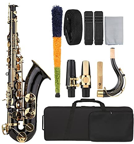 Saxophon Anfänger Kit B-Flache Tenor Saxophon BB Black Lack Sax Mit Instrumentenkoffer Mundstück Reed Hals Strap Putzen Stoffbürste Anfänger