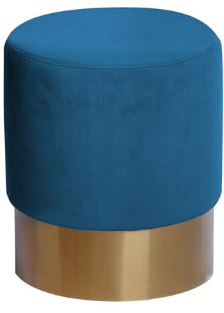 Qiyano Hocker Schminktisch Pouf Samt Sitzhocker in verschiedenen Größen und Farben mit Gold abgesetzt für Wohnzimmer Schlafzimmer oder Ankleidezimmer, Klein Rund, Farbe: Hellblau