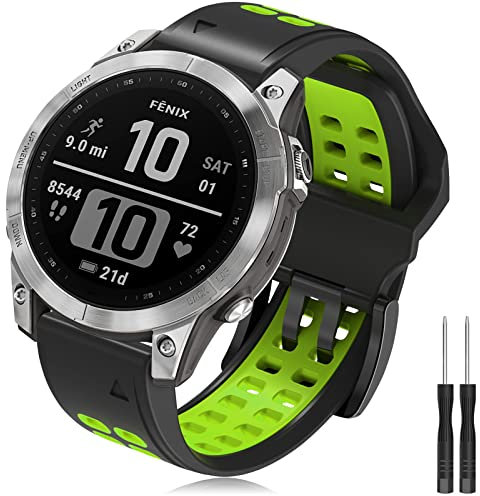TOPsic Armband Fenix 7/Fenix 6/Fenix 5 Uhrenarmband, 22mm Silikon Ersatzarmband Sport Armband für Fenix 5 Plus/Fenix 6 Pro/Fenix 7 Solar/Forerunner 945/935/Approach S62/S60/Garmin Instinct/Quatix 6/5