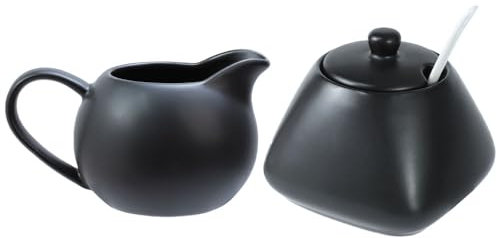 RockTrend Set da caffè in ceramica semplice, nero, brocca e zuccheriera