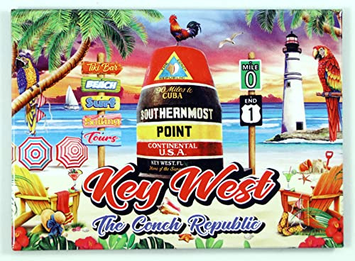 Key West Florida Pop-Art-Magnet, 6,3 x 8,9 cm