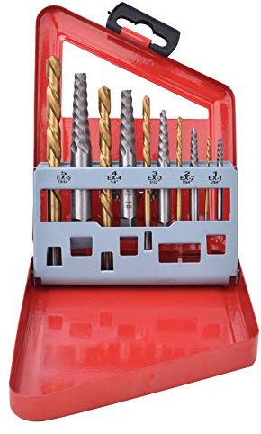 Rankomu 10 Teiliges Bohrer Schraubenausdreher Set, Bohrer für die linke Hand und Schraubenausdreher Kit zum Entfernen von abblätternden Schrauben und gebrochenen Bolzen