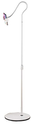 Support de tablette Support de téléphone portable avec col de cygne flexible et base stable Support de sol rotatif réglable à 360 degrés pour smartphones, tablettes, liseuses (Couleur : Blanc, Taille