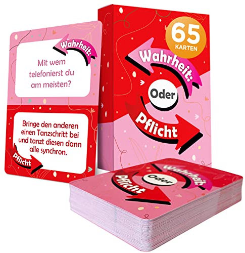 Wahrheit oder Pflicht Spiel mit 65 Karten, Geschenk für Mädchen ab 10 Jahren, toll für die Übernachtungsparty, zu Weihnachten oder auch als Wichtelgeschenk