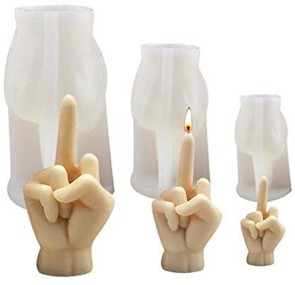 Mittelfinger-Kerzenform, 3D Handgeformte Silikonharzform Für Duftkerze/Seife/Wachs/Kuchenform,ALL