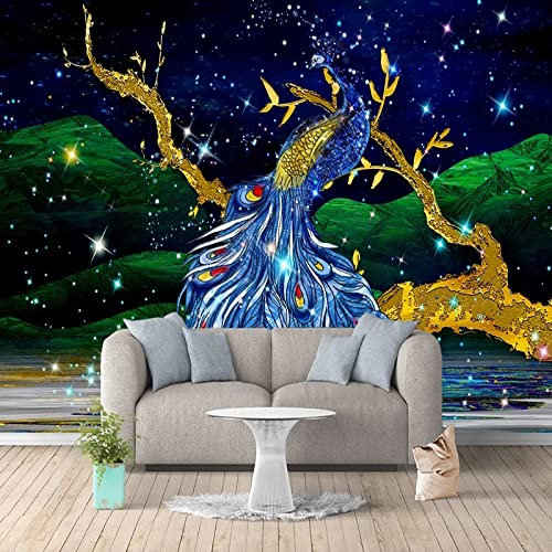 KOMEDO Custom Mural Wallpaper Nordic Color Peacock Art Wall Paper Living Room TV Sofa Home Decor Wall Mural Poster -450X300cm