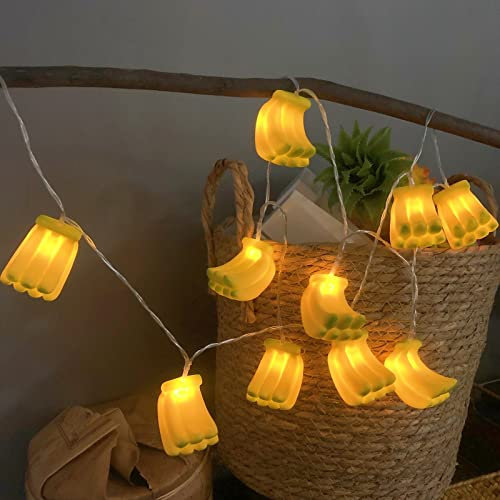 Riaxuebiy Banane Lichterkette Batteriebetriebene 10 LED Obst Lichterketten Nachtlampe für Sommercamping Hochzeits Geburtstag Schlafzimmer Zuhause Party Dekoration (1.65m/10led, Banane)