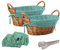 eGenuss 2 cestas de pan de mimbre grueso rural + 2 insertos de algodón extraíbles + 2 cubiertas de cesta de algodón transpirable + 1 pinza de acero inoxidable | Verde