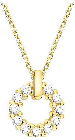 Sofia Milani - Damen Halskette 925 Silber - vergoldet/golden - mit Zirkonia Steinen - Kreis Anhänger - N0613