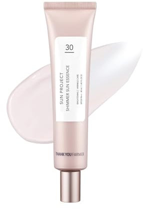 THANKYOU FARMER Sun Project Shimmer Sun Essence 40ml - Koreanische Sonnencreme für Gesicht und Körper, Sonnenpflege für fettige & Mischhaut, Sonnenschutz aus Lärche, Korean Sunscreen