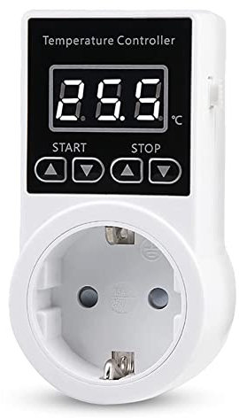Laxyy - de termostato con sensor, de control de temperatura digital, interruptor de temperatura impermeable, enchufe de la UE