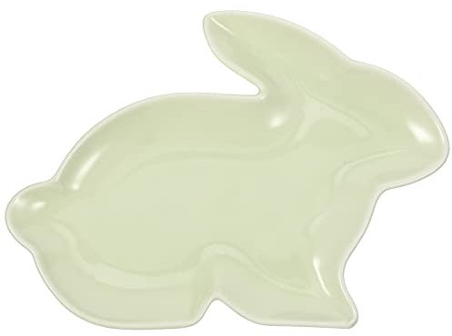 Theaque Piatto a forma di coniglio di Pasqua Adorabile vassoio di caramelle ceramica Desktop Cartoon piatto ornamento