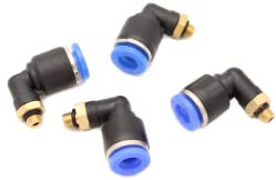 Pneumatik Winkel Steckverschraubung 90° M5 auf 6mm, 4 Stück Push In Druckluftanschluß Steckanschluss (M5-6mm)