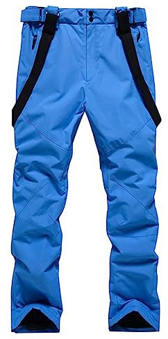 ALSOGO Herren Ski Bib Hose wasserdichte Winddichte Schneehose Outdoor Hose Snowboard Lätzchen mit Abnehmbarem Riemen Blue L