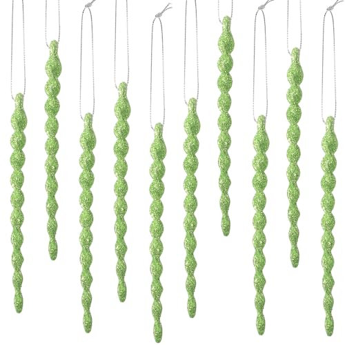 30 ghiaccioli in plastica intrecciati, decorazioni natalizie per albero di Natale, feste, matrimoni, da appendere (verde chiaro, 20 cm)