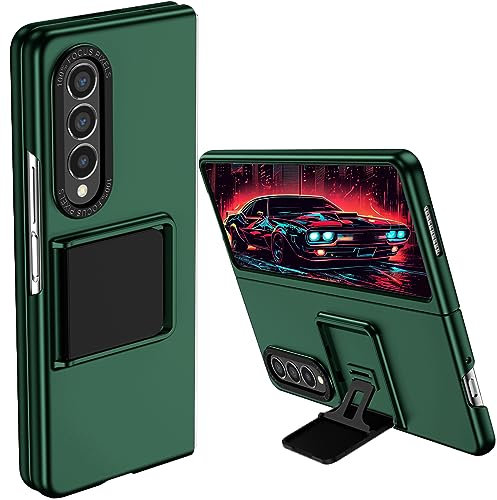 Ysnzaq Coque pour Samsung Galaxy Z Fold 3 7.6 avec Béquille, Antichoc Housse Protection Hybride PC Militaire Grade Bumper Etui pour Samsung Galaxy Z Fold3 LT.Green
