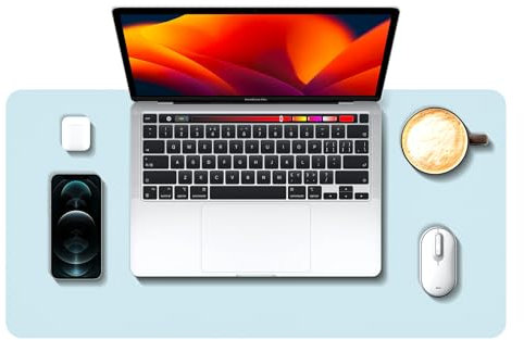 BOUNDLESS Komfort rutschfeste Leder Mausmatte, Schreibtischunterlage für PC, Laptop, Homeoffice und Büro, Leder Mauspad, Schreibtischunterlage wasserdicht strapazierfähig (Hellblau)