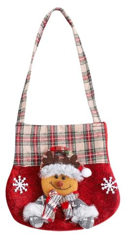 XNSHUN Weihnachtstaschen Stoff Weihnachtssack, Geschenkbeutel Für Weihnachten Weihnachtssäckchen Mit Griff, Filzbeutel Mit Weihnachtsmotiven, Für Verpacken Von Süßigkeiten,Pralinen (Elch)