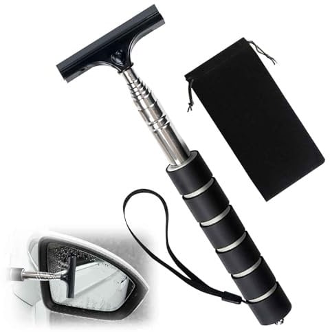 AYNKH Car Window Cleaner Wiper, Mini Telescopic Rearview Mirror Squeegee with Storage Bag, Foldable Portable Cleaning Tool for All Vehicles Automotive Accessories, Ideal for Rainy Foggy Dusty Weather