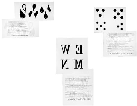 1 x Knast Tattoo Karte - 3 Motive in schwarz, Knastträne, EWMN, Punkte Motive - Temporary Body Tattoo (1)