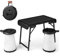 GYMAX 3-teiliges Campingtischset klappbar, Picknicktisch mit 2 ausziehbaren LED-Hockern, tragbares & leichtes Camping-Tisch-Stuhl-Set, Outdoor-Sitzgruppe für Strand, Hinterhof & Picknick, Schwarz