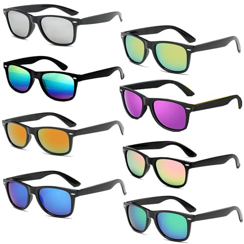 FSMILING 8 Paare Neon Sonnenbrille Party Brillen Set 80er Retro Partybrillen Sonnenbrille Pack Für Herren Damen Fasching Karneval
