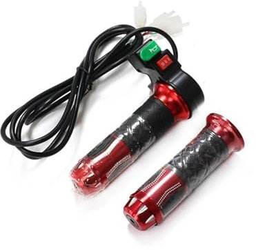 Motorrad Lenkergriffe Universeller Gasgriff, 3-Gang-Gangschalter Mit Hupe, 60 V, Elektroauto-Modifikationsteile Für Citycoco Elektroroller (Farbe : Rot)