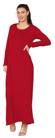 Long Maxi Dresses for Women New Ladies Long Sleeve Casual Round Neck Dress Wine Plus Size 20/22