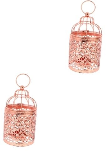 Zerodeko 2pcs Birdcage Candleholder Gold Plated Art Tealight Stand for Home Decor Elegant Centerpiece for Shops Bars Events and Decorative Candle Holder