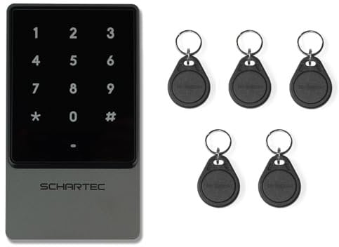 SCHARTEC Codetaster mit RFID Chip Transponder Taster Set Karten Leser Transponder Lesegerät Zugangskontrolle Code Tastatur Türöffner