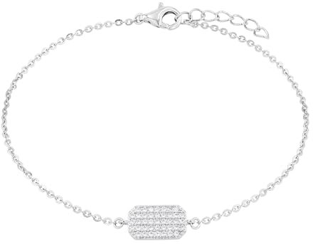 Amor Armband 925 Sterling Silber Damen Armschmuck, mit Zirkonia synth., 17+2 cm, Weiß, Kommt in Schmuck Geschenk Box, 2038060