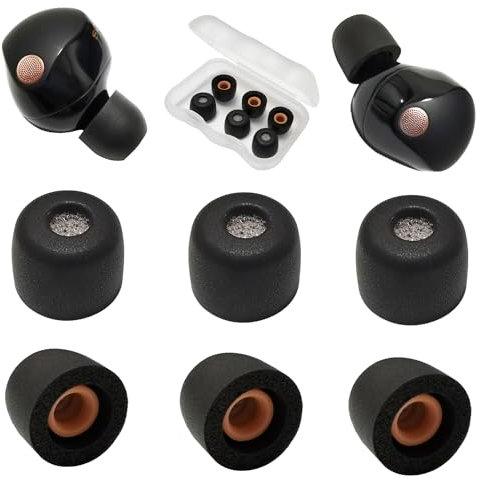 Mijusun Ohrstöpsel aus Memory-Schaum für Sony WF-1000XM5, für WF-1000XM5, WF-1000XM4, kleine Ohrstöpsel, Schwarz, SNM5B2-BS