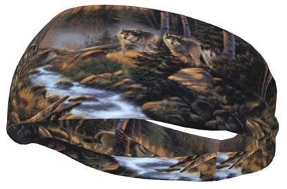 WLMYMKPE Wolfswildnis, Sport-Schweißband für Unisex, Multi-Stirnbänder, Schweiß-Workout-Stirnbänder, dehnbares Haarband