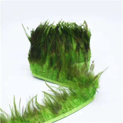 Flecos de plumas de gallo de 10 a 15 cm, cintas de plumas de pollo para vestidos, color verde lima EN8, 2 yardas