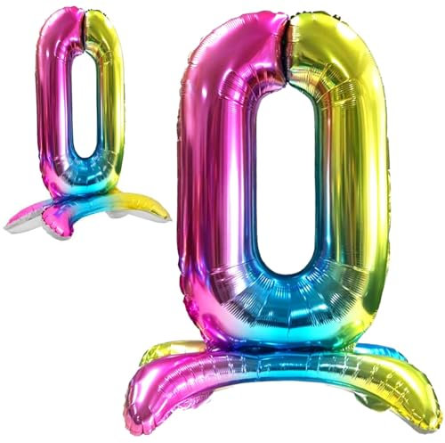 Luftballon Geburtstag Zahl 0 Mehrfarbig Stehende Foil XXL Riesen Folienballon 82cm Geburtstagsdeko Ballon Zahl Deko zum Geburtstag.