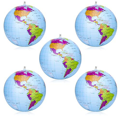 Globe terrestre gonflable de 38cm,paquet de 5,explorez le monde,géographique éducatif pour l'école,les jeux et les jeux éducatifs