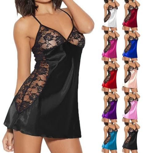 Babydoll Pyjama Sexy Femme Chemise De Nuit Femme Grande Taille Nuisette Blanche Robe Grossesse Ensemble Femme Chic Et Elegant Chemise De Nuit, Rose, 4XL