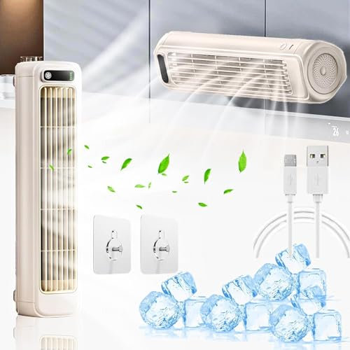 BesBet Relaxix Cooling Ace Tragbare klimaanlage Wand Leise, Portable klimaanlage Cooling Fan mit 3 Geschwindigkeit, Wandmontierbar,Apricotwhite-25