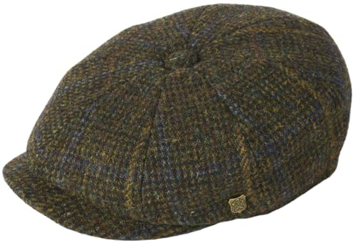 Failsworth Millinery Carloway Harris Tweed Baker Boy Cap (Latest Version) in Pattern 5080 - Brown, Size: Medium (57cm)