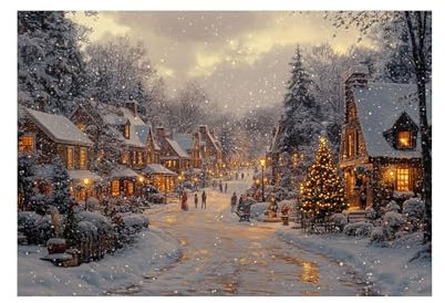 IEPOZWA Blanc De NoëL Vintage Toile Impression, Peinture de Noël vintage Vitrine De Magasin DéCoration De ImpriméS D'Art NoëL Tableau De NoëL Famille-30x40cm Sans cadre