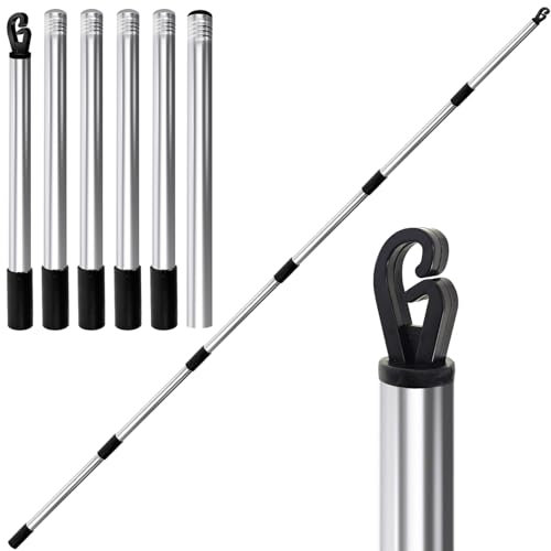 2.24 M Washing Line Pole Telescopic, Heavy Duty Stainless Steel Washing Line Prop, Clothes Props for Washing Line Outside, Home Garden Clothes Line Prop Laundry Support