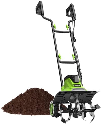 STEELITE Motozappa elettrica da 35,5 cm, potente coltivatore da giardino da 10 Amp per la preparazione del terreno e l'abbellimento del terreno, leggero, resistente e facile da usare