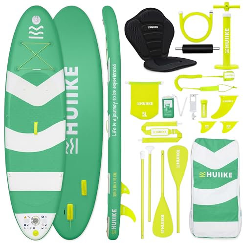 HUIIKE Stand Up Paddling Board mit Zubehör, Paddel, Finnen, Pumpe. Paddle Sup Board Aufblasbar Hohe Stabilität und Widerstandsfähigkeit. 305 x 84 x 15 cm, Belastbar bis 130 kg