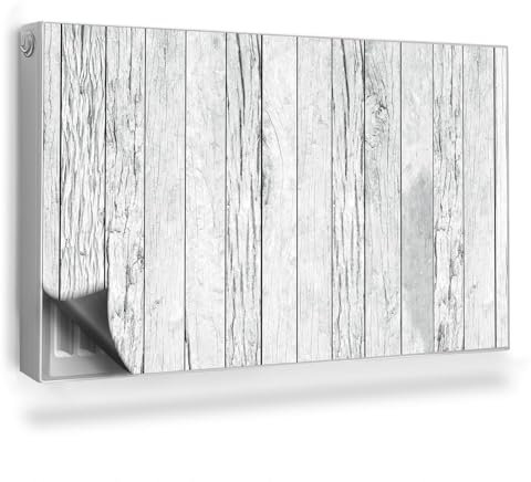 Couverture Magnétique 100x60 cm Cache Radiateur Anti-poussière Tapis Design pour Radiateurs Facile à Installer Protège et Décore - Planches Fines en Bois peintes en Blanc
