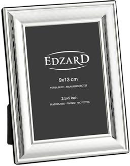 EDZARD Bilderrahmen Urbino für Foto 9 x 13 cm, edel versilbert, anlaufgeschützt, Samtrücken, Fotorahmen zum Stellen