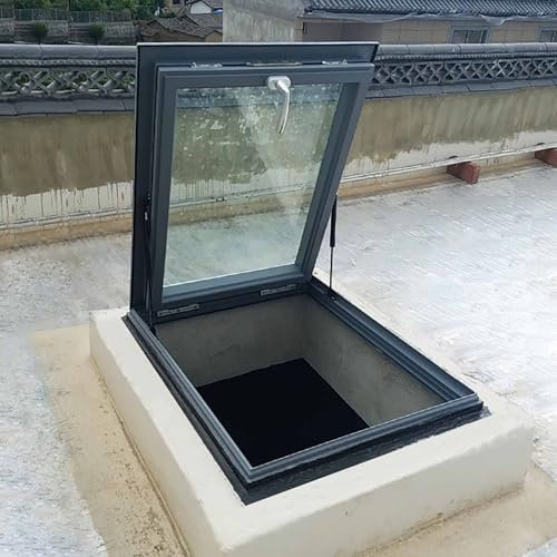 Finestra A Tetto Per Casa, Finestra Panoramica, Piccola Via Di Fuga Per Soffitta, Copertura Con Vetro Temperato Doppio Strato, Finestra Da Tetto In Alluminio Multi-Angolo Per Solarium(Gray,LxW:50x70cm