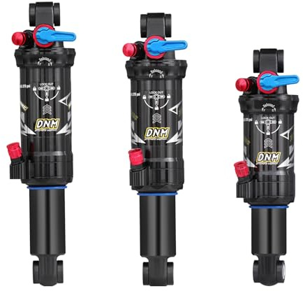 DNM AO-39RC Hinterradstoßdämpfer für XC/Trail Fahrräder, 165 mm | Rückprall/Verriegelung - einstellbarer Luftdruck, 165 × 35 mm Fahrradstoß, inklusive 2 Stück Buchsen (8 x 24 mm)