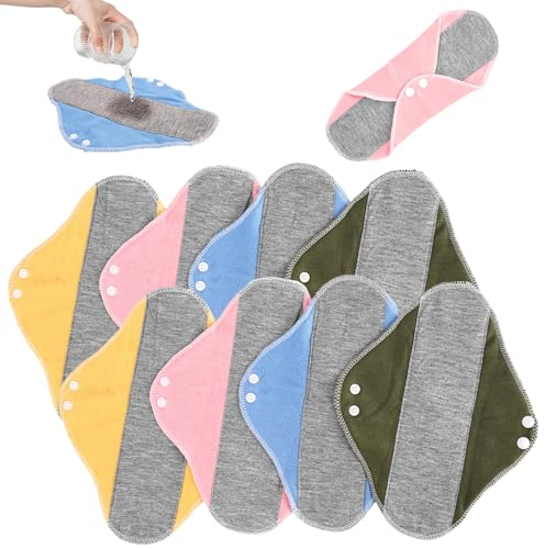 8 Piezas Compresas Reutilizables, 23x16cm Protectores de Bragas Lavables