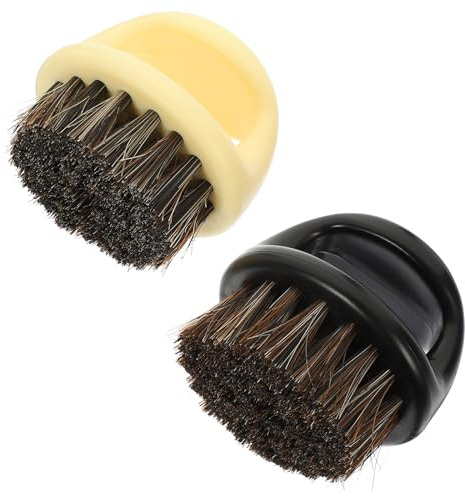 ABOOFAN 2 Stück Teiliges Bartbürsten Männer Ergonomische Handbürsten mit Wildschweinborsten Multifunktional für Styling Reinigung von Haar Bartresten für Friseure und Haushalt Schwarz und
